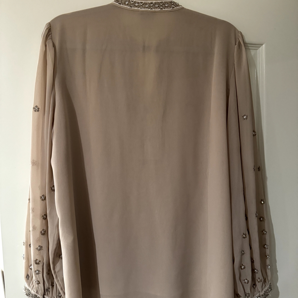 Chico's Beige Metallic Studded Blouse - Picture 7 of 10